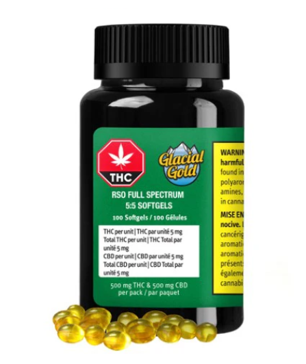 RSO Full Spectrum THC:CBD 5:5 Capsules - Blend - 100 Pack