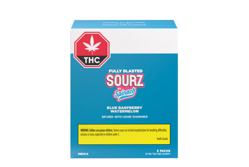 SOURZ by Spinach - Fully Blasted Blue Raspberry Watermelon THC Gummies - Indica - 5 Pack